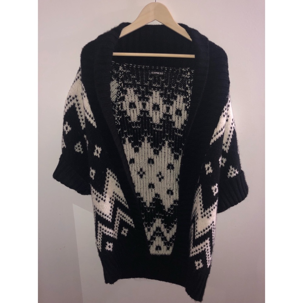 Express Black and White Sweater Coat